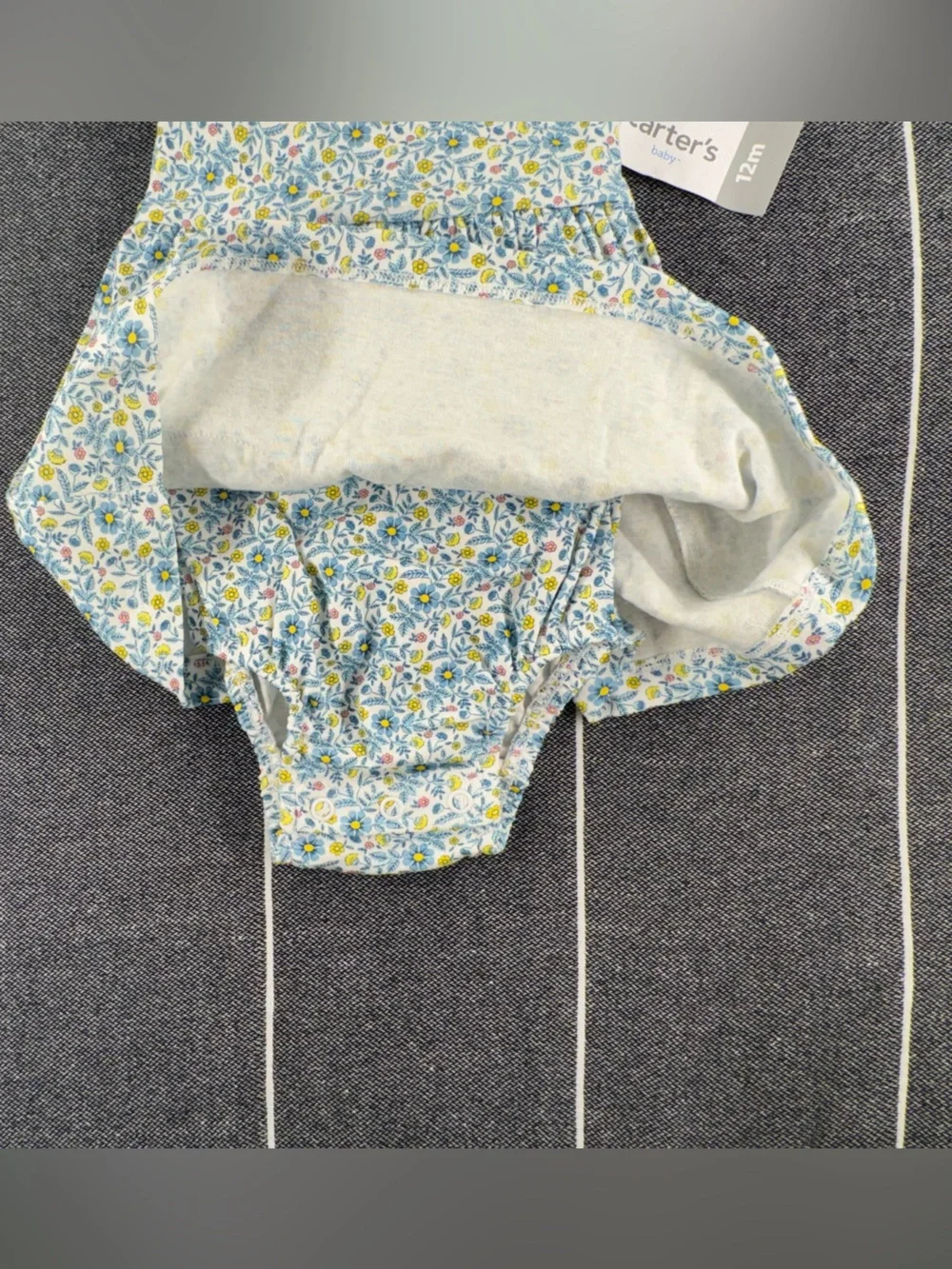 Kids—Carter's Yellow Cardigan with Blue & White Floral Dress